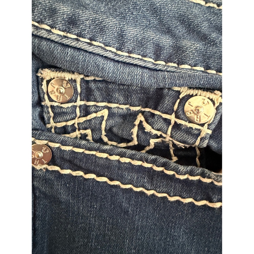 True Religion Section Skinny Jeans Dark Wash White Super T Stitching Womens 30 - Picture 11 of 13